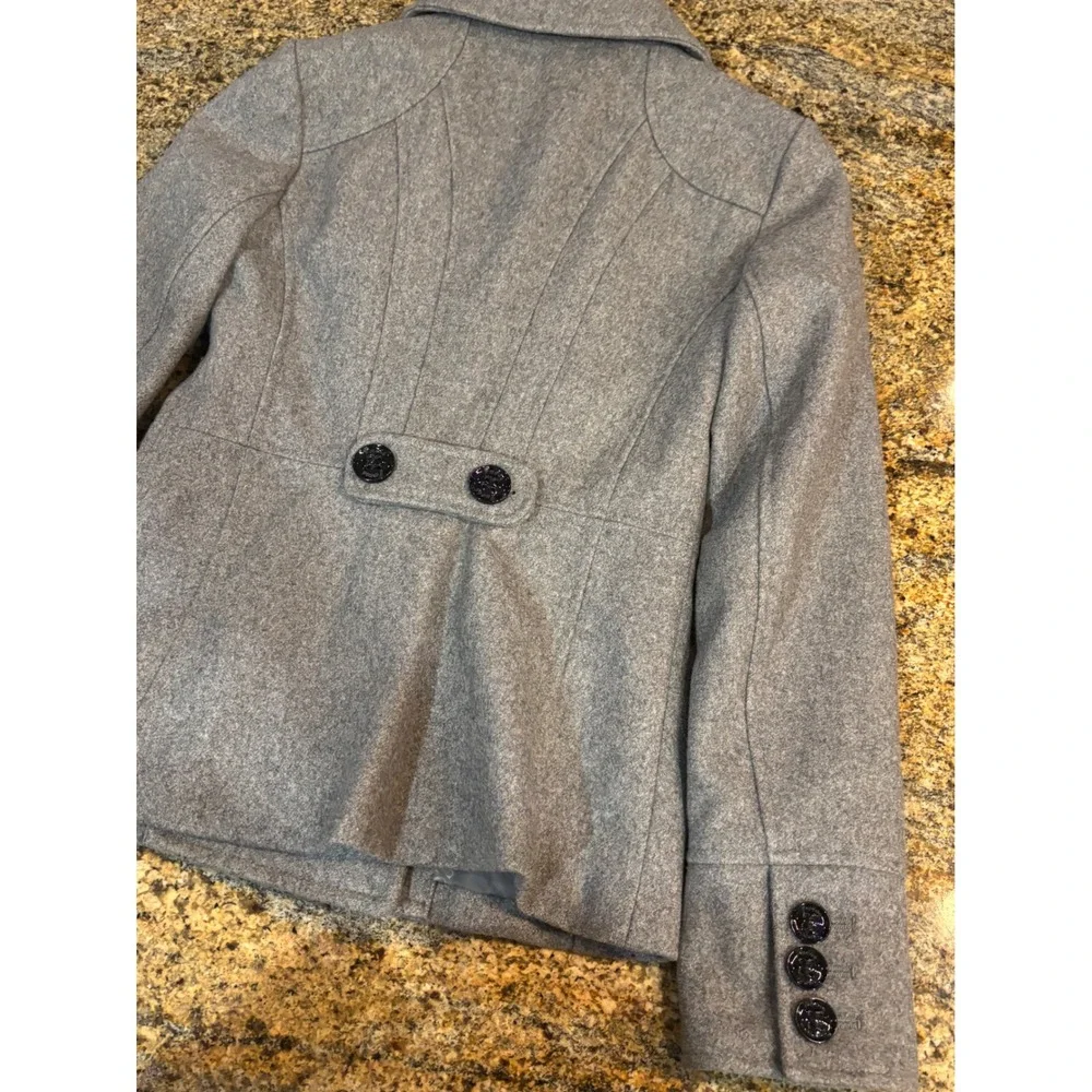 GUESS Women's Gray Wool Blend Pea Coat Jacket Double Breasted Size XS - Picture 10 of 11